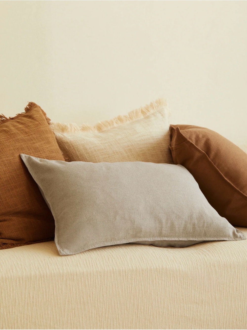 H&M Neutral Linen Pillow Cover 20 x 20 - Camel Tobacco